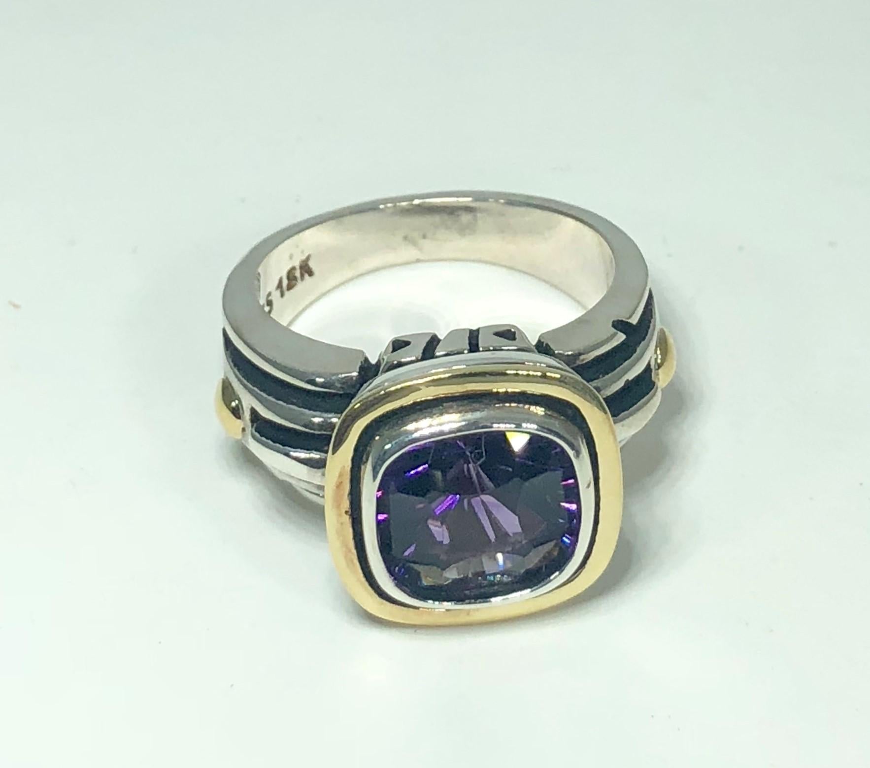 John Atencio 18 Karat Sterling Amethyst Cocktail Ring In New Condition For Sale In Mansfield, OH