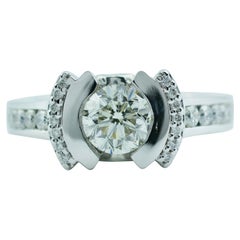 John Atencio Bague de fiançailles en or blanc 18 carats avec diamants ronds certifiés GIA