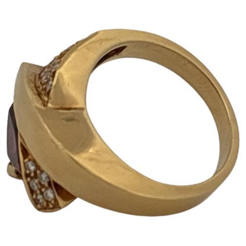 John Atencio 18K Gelbgold 3,40 Karat Trillion Granat 0,22 Karat Diamant Ring im Angebot 1