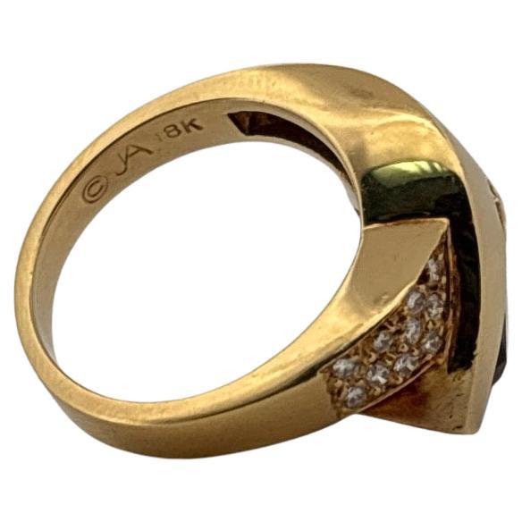 John Atencio 18K Gelbgold 3,40 Karat Trillion Granat 0,22 Karat Diamant Ring im Angebot 2