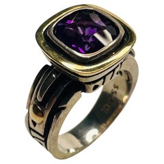 John Atencio 18K Yellow Gold and Sterling Silver Amethyst Ring