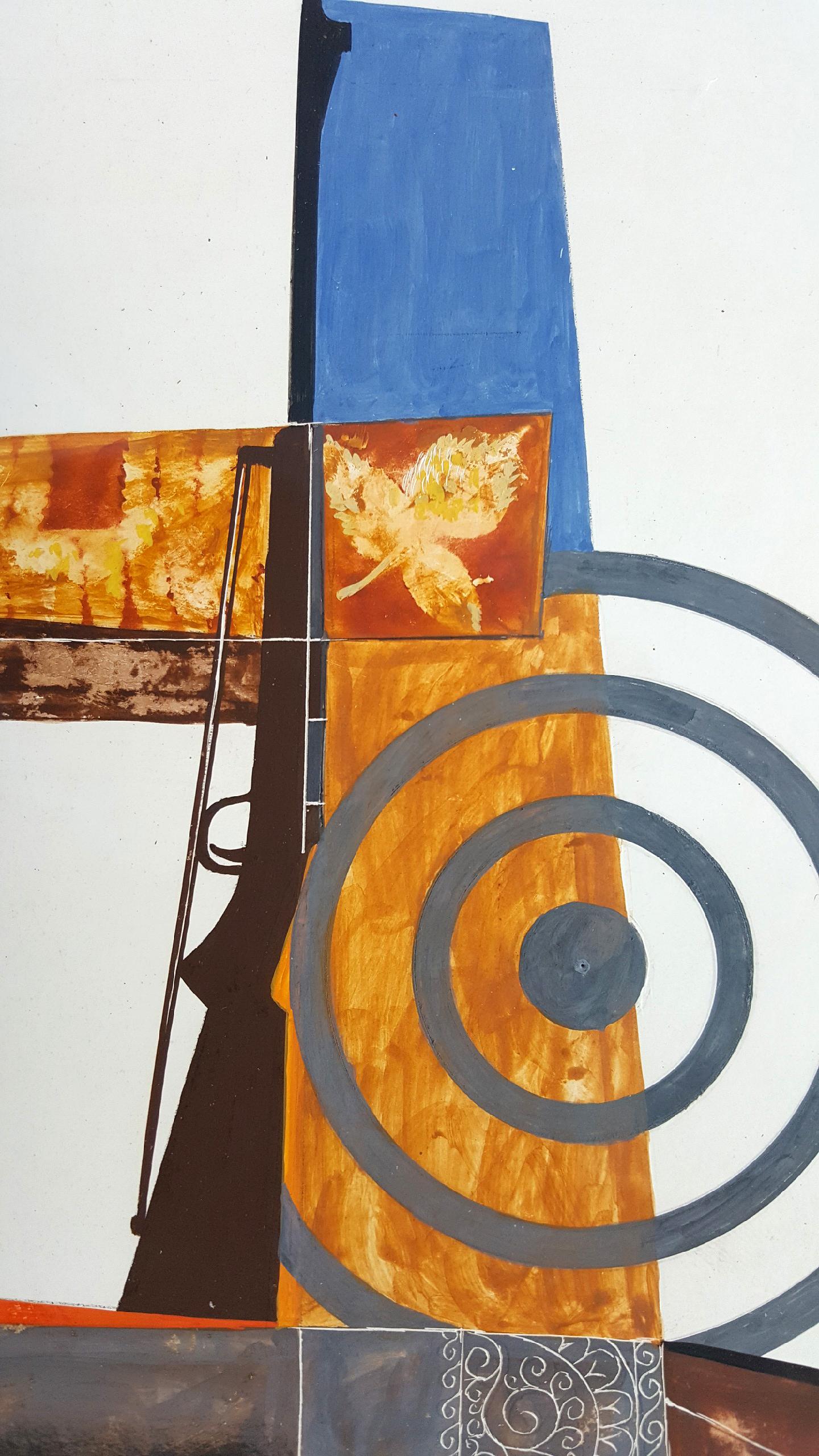 Shotgun Hunting Abstract  with Shooting Bullseye - Painting by John Atherton