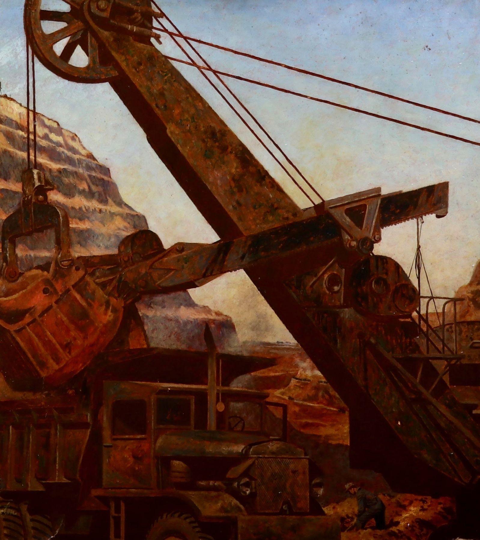 John Atherton Landscape Painting - Mining for Ore, Saturday Evening Post Cover, 1947