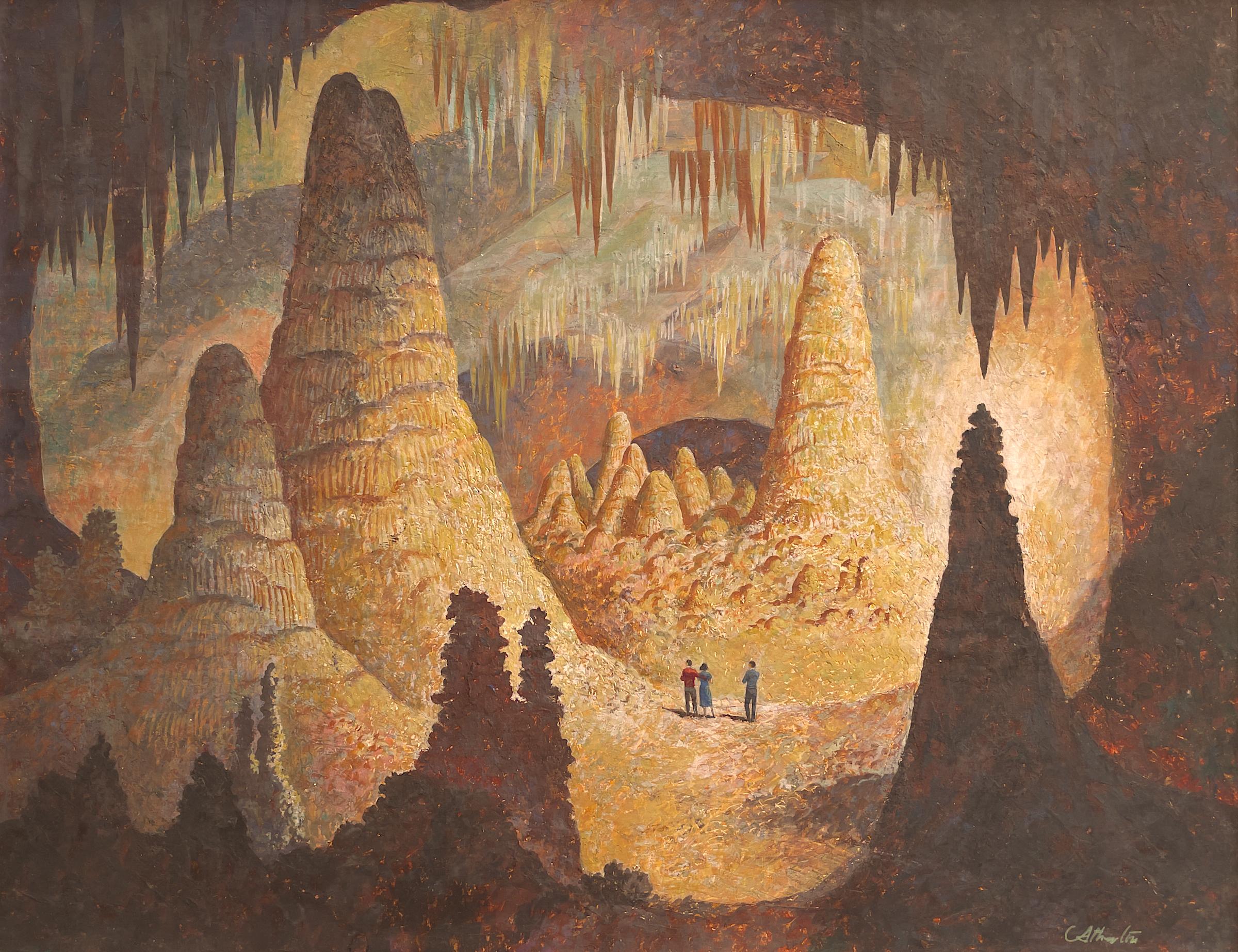 The Cavern 1950 Gemälde von John Atherton im Angebot 1