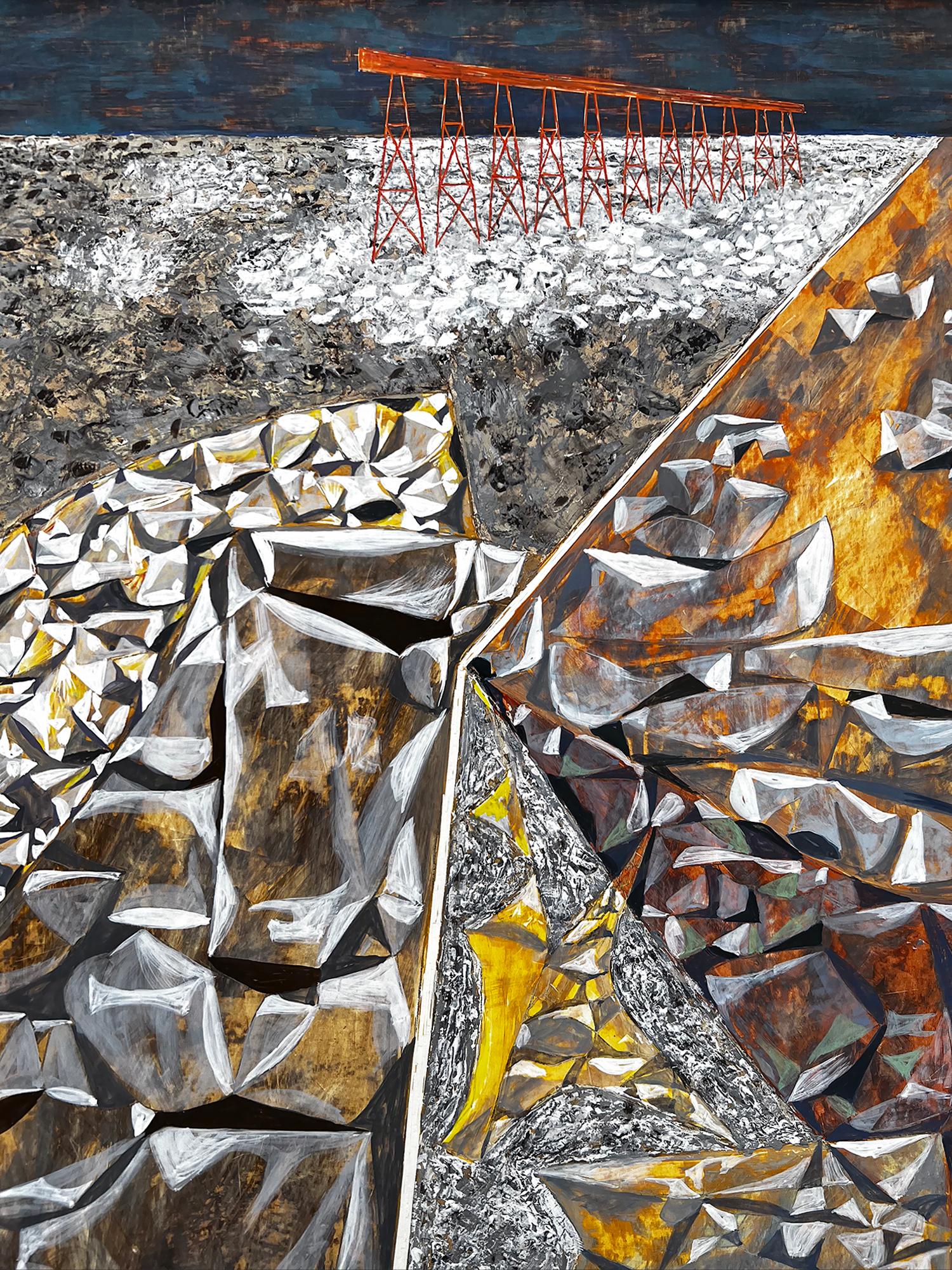 Che fa riflettere  Cava di roccia - Astratto di metà secolo - Painting di John Atherton
