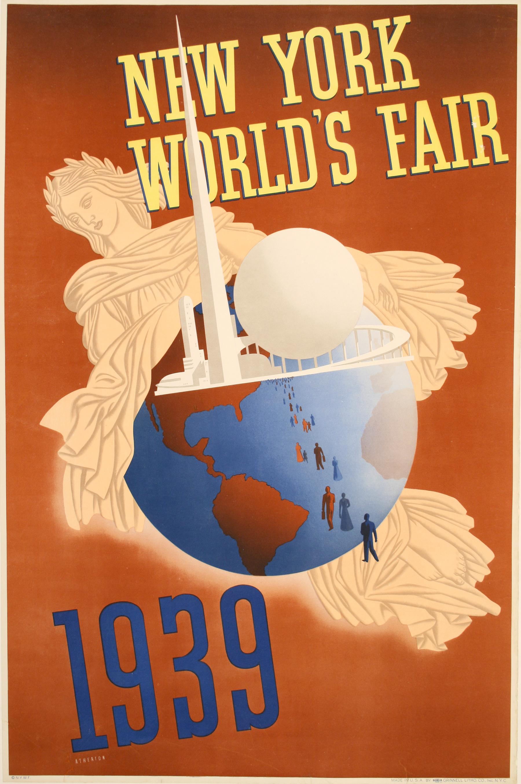Affiche originale de l
exposition universelle de New York de 1939 par John Atherton