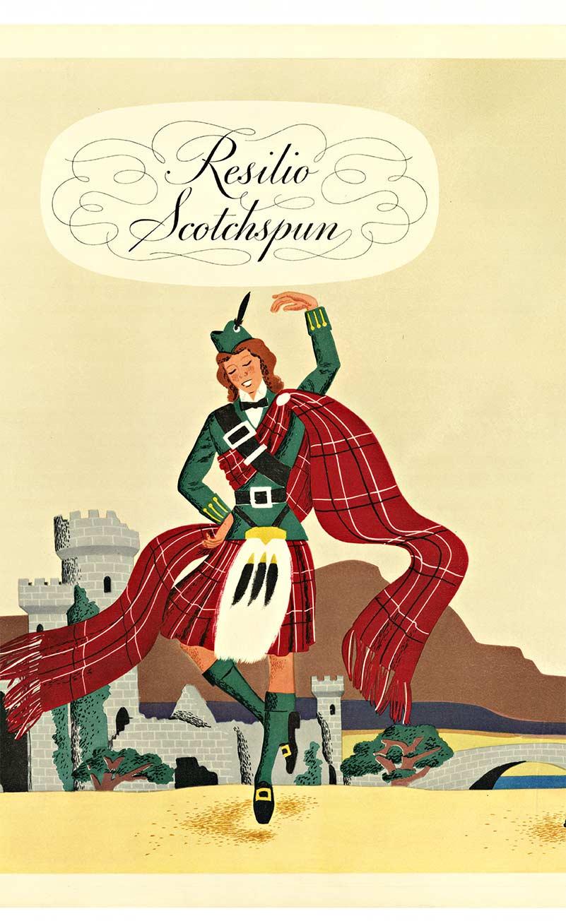Poster di moda vintage originale Resilio Scotchspun Heiland Lassie - Print American Modern di John Atherton