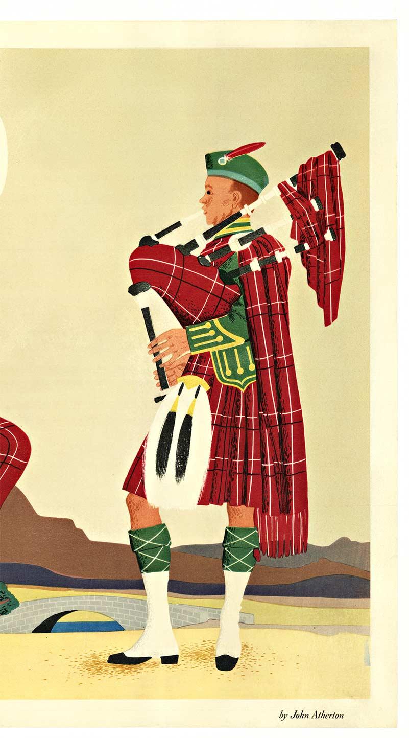 Poster di moda vintage originale Resilio Scotchspun Heiland Lassie - Figurative Print Giallo di John Atherton