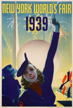 Original Vintage Poster für New York World's Fair 1939 von Staehle in großem Forma