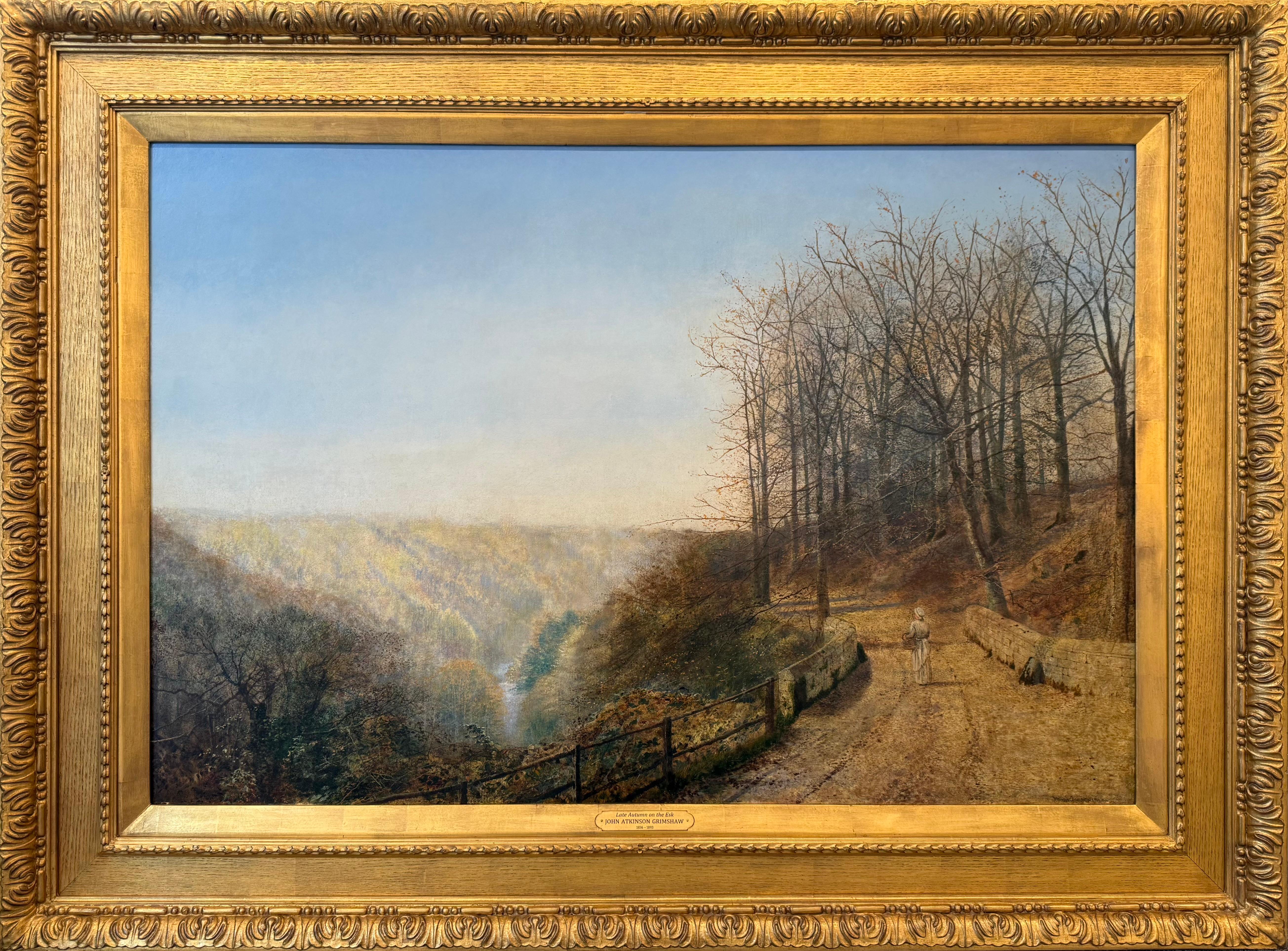 John Atkinson Grimshaw Landscape Painting - Late Autumn on the Esk, Victorian Oil Painting, Signed and Framed