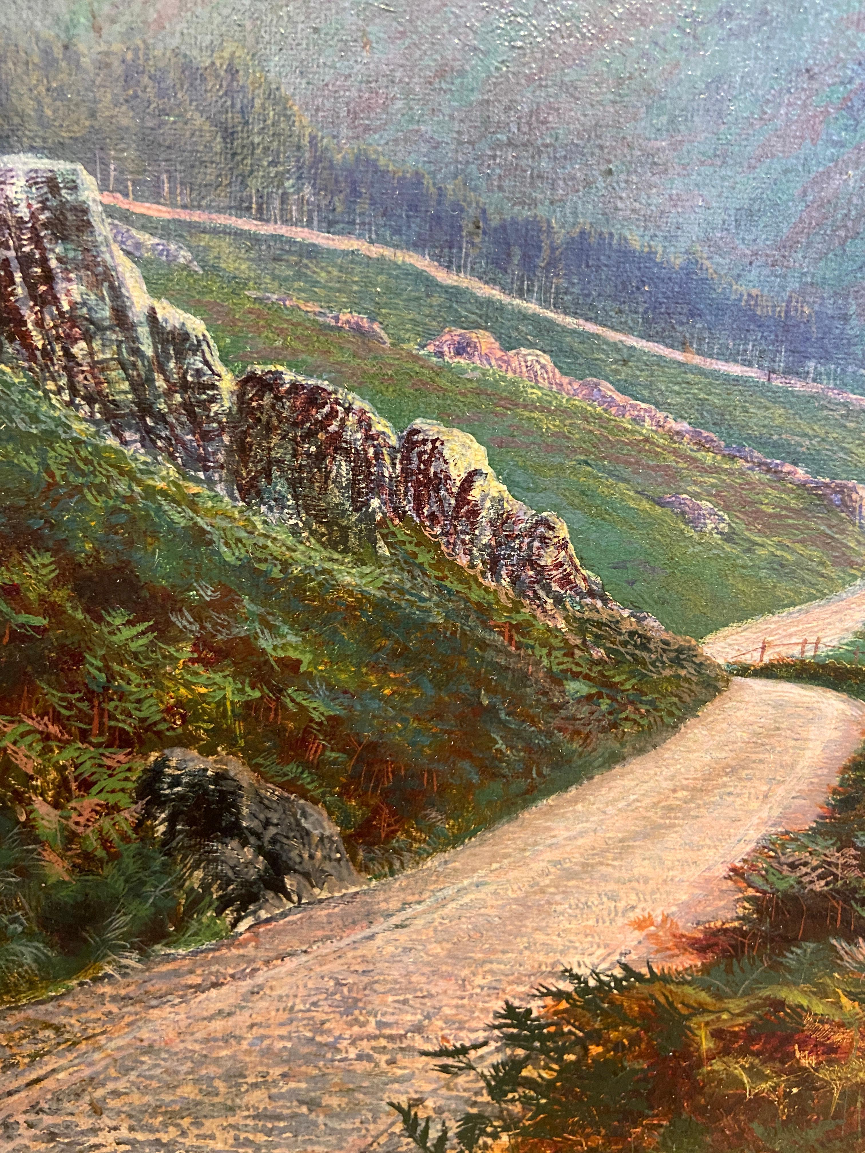 Looking across Buttermere, viktorianische Öllandschaft aus dem 19. Jahrhundert (Grau), Landscape Painting, von John Atkinson Grimshaw