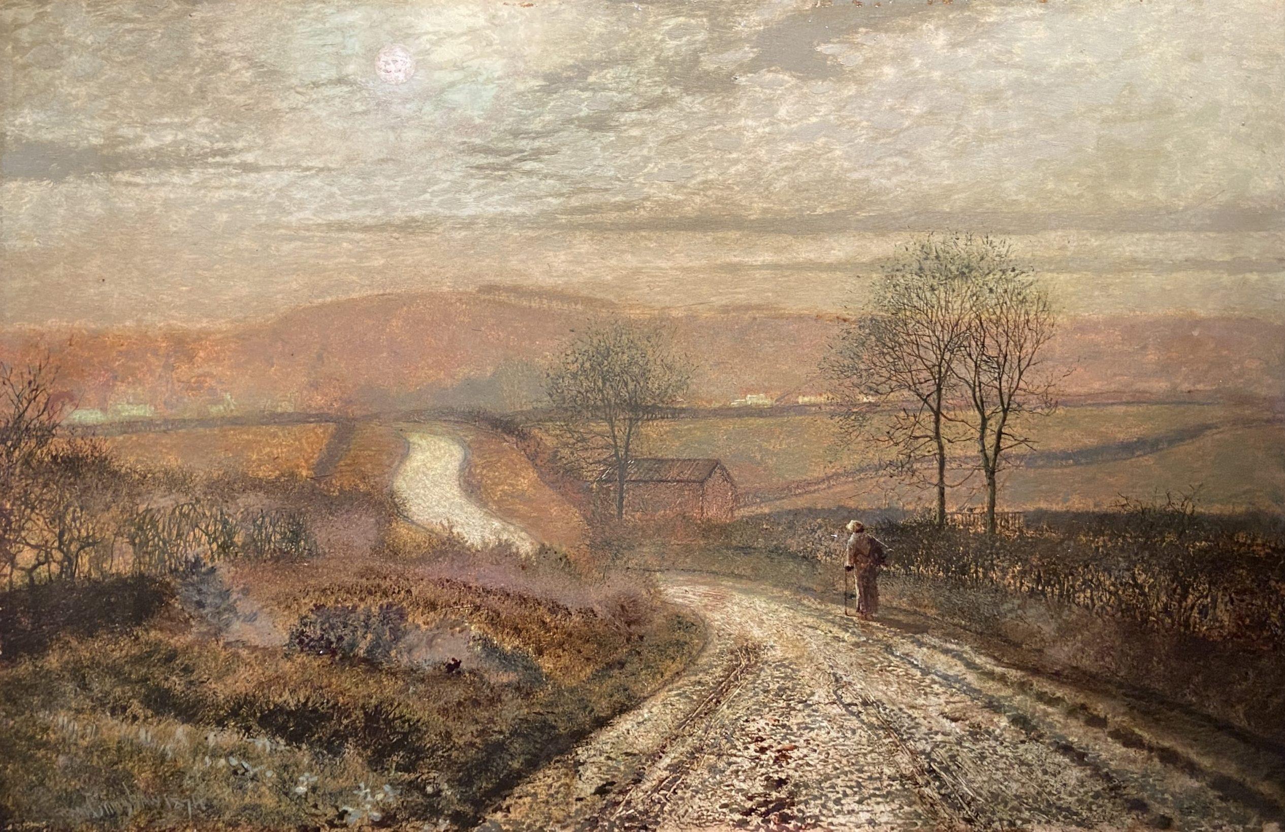 John Atkinson Grimshaw Landscape Painting - Scalby Road, Scarborough, Moonlight Oil Painting, Grimshaw, 1874