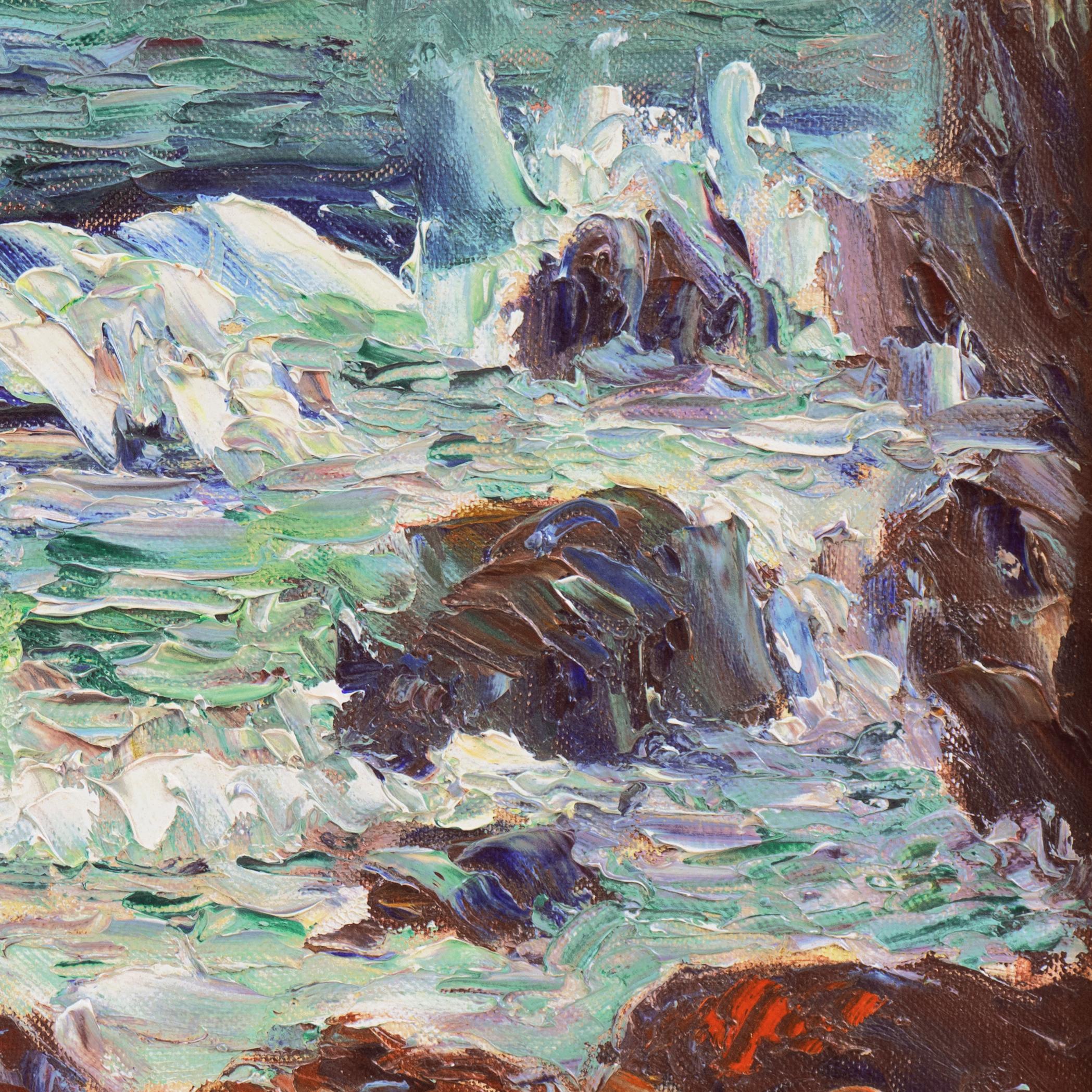 'Breaking Waves, Laguna Beach' California Coast, Santa Barbara, LACMA, SFAA, CWS - American Impressionist Painting by John Dominique