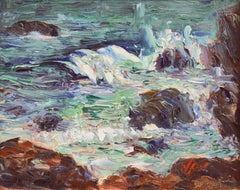 Vintage 'Breaking Waves, Laguna Beach' California Coast, Santa Barbara, LACMA, SFAA, CWS