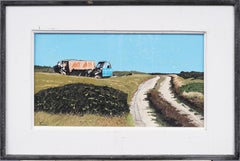 Antique American Modernist Framed Nantucket Beach Scene Oil Painting