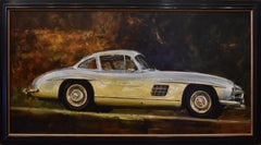Vintage "GULLWING MERCEDES 300 SL COUPE".  PAINTING OF RALPH LAUREN'S ALUMINUM GULLWING