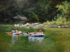 "LAZY AFTERNOON" ON THE RIVER FRAMED 24 X 30