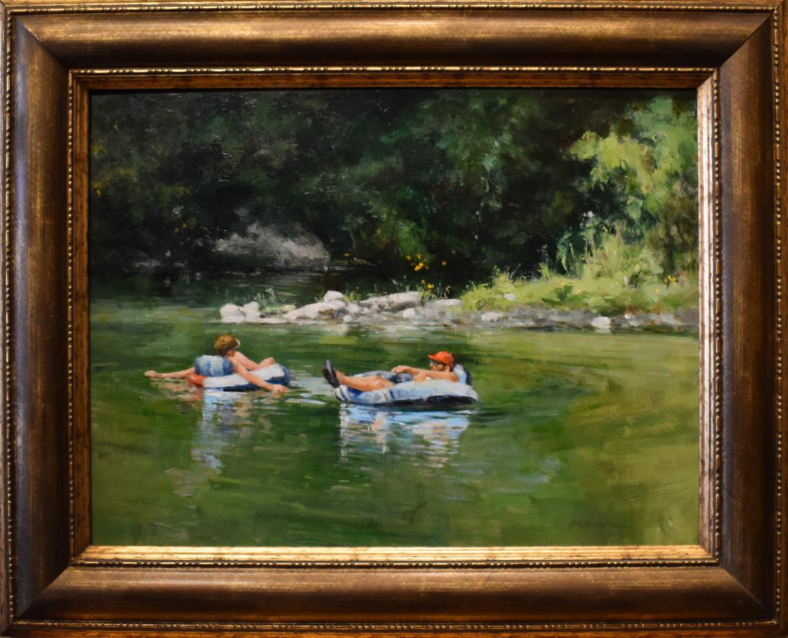 "LAZY AFTERNOON" ON THE RIVER FRAMED 24 X 30