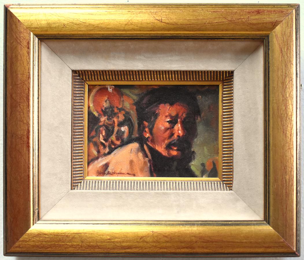 John Austin Hanna Portrait Painting – „TIBET“ PORTRAIT 12X14 FRAMED JOHN AUSTIN HANNA