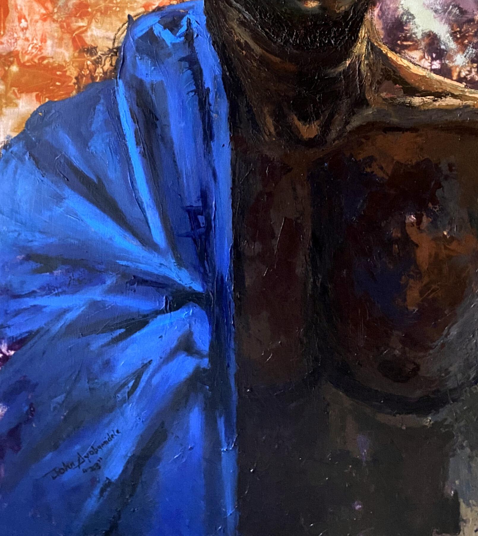 Il destino di un giovane uomo - Portrait Painting Nero di John Ayobamidele