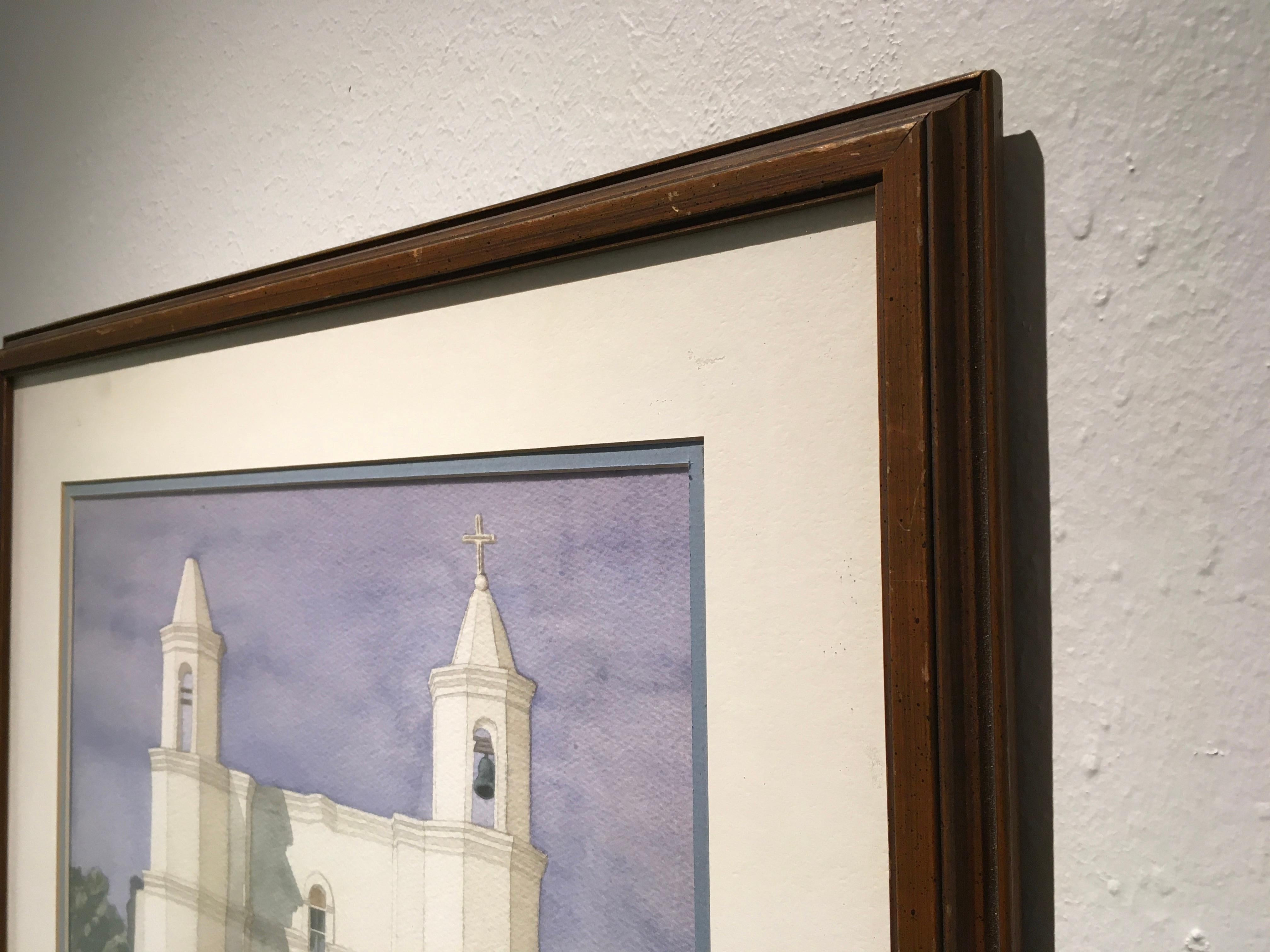 'New Mexico Mission Church', by John B. Aragon, Watercolor Painting on Paper For Sale 1