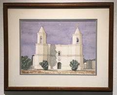 'New Mexico Mission Church', by John B. Aragon, Watercolor Painting on Paper