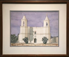 'New Mexico Mission Church', by John B. Aragon, Watercolor Painting on Paper