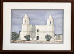 'New Mexico Mission Church', by John B. Aragon, Watercolor Painting on Paper