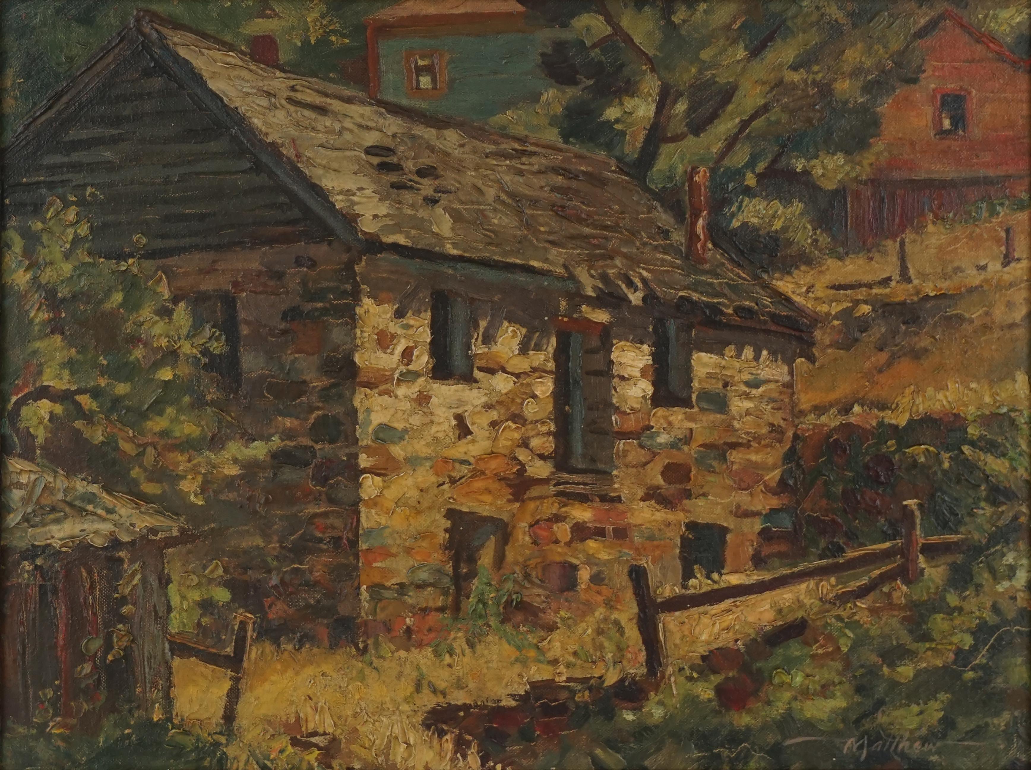 Mid Century California Gold Rush Landscape, Amador City - Painting by John B Matthew