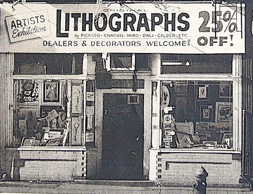 LITOGRAFIE Greenwich Village NYC, Mezzatinta firmata, Gallery Art, Fotorealismo - Landscape Print Nero di John Baeder