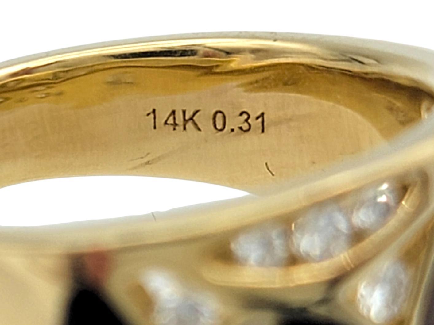 Anello a fascia con diamanti, onice e madreperla di John Bagley in oro giallo 14 carati in vendita 1