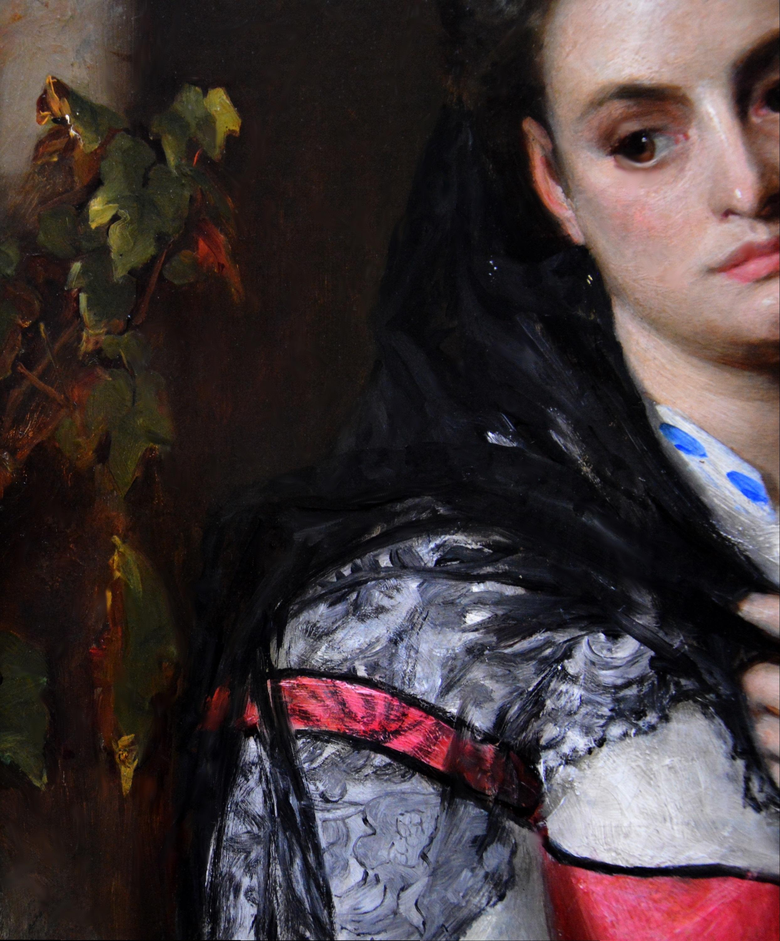 The Black Mantilla - 19th Century Victorian Oil Painting Portrait Spanish Beauty 4