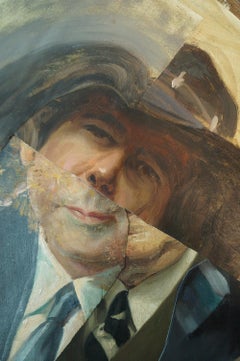 "Cramming for the Exam", Zeitgenössisches Porträt, Collage, Gemälde in Mischtechnik