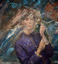 "Aguacero vespertino", Contemporáneo, Retrato, Mujer, Pintura acrílica, 2018