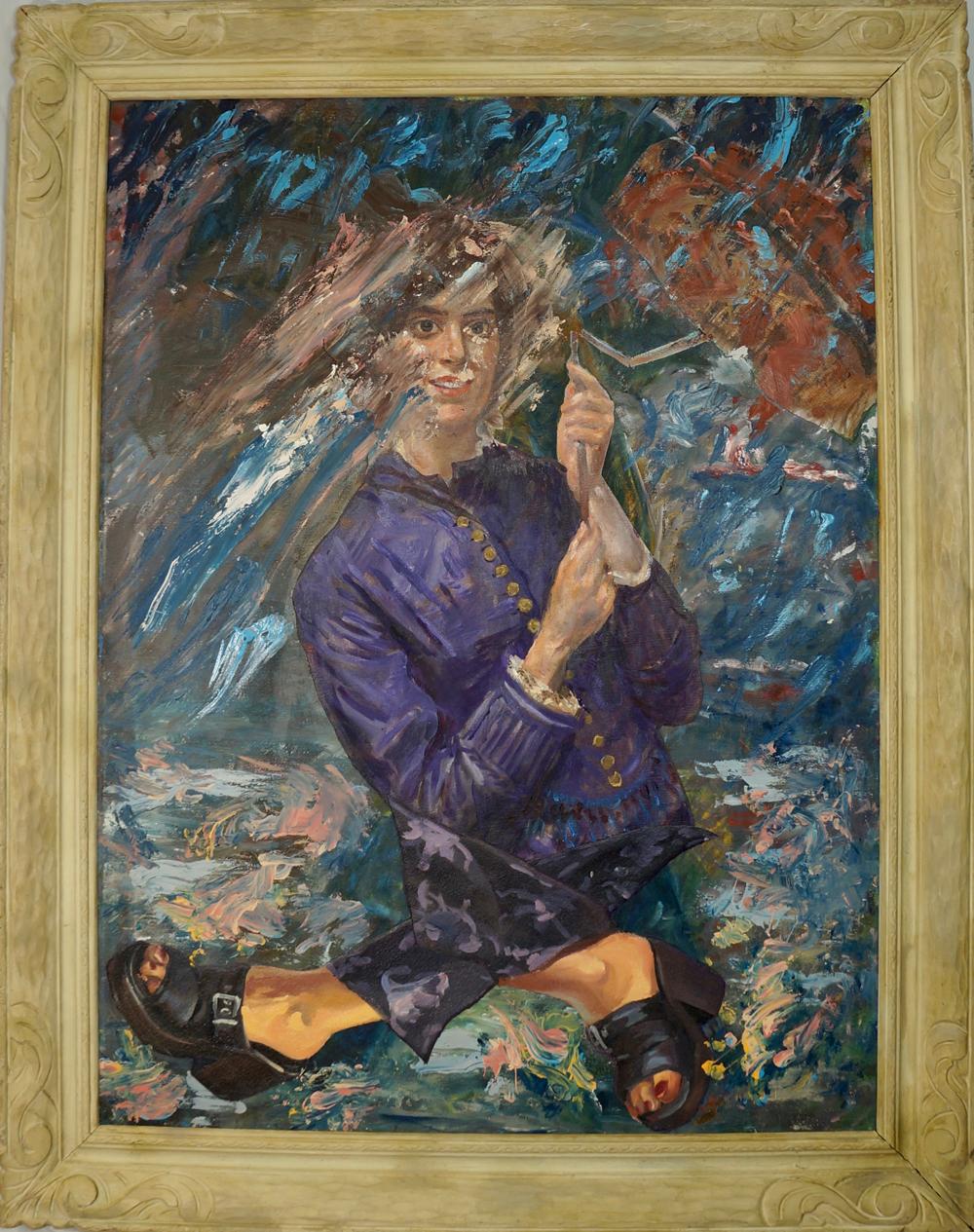 Figurative Painting de John Baker - "Aguacero vespertino", Contemporáneo, Retrato, Mujer, Pintura acrílica, 2018