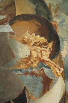 "Old Man Winter", contemporáneo, azul, grises, acrílico, técnica mixta, pintura