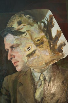 "Rough Going on the Inside", Contemporary Portrait, Collage, Mixed Media