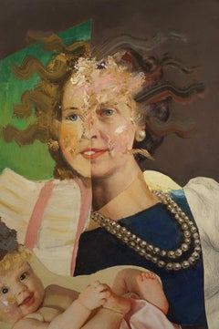 Acrylic Collage Painting, "The Apple does not fall far from the Tree"