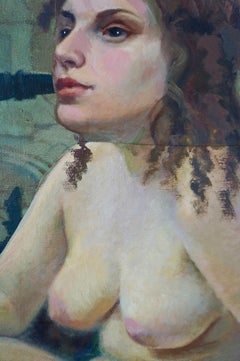 "The Death of Nelson Rockefeller", Portrait, Nude, Collage, Acrylic Painting