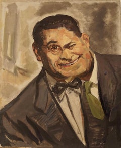 "A Broad Grin", Surrealist, Portrait, Man, Collage, Acrylic Painting, 2008