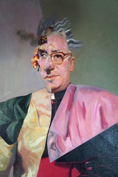 "A Meeting in Rome I", Contemporain, Acrylique, Collage, Peinture mixte