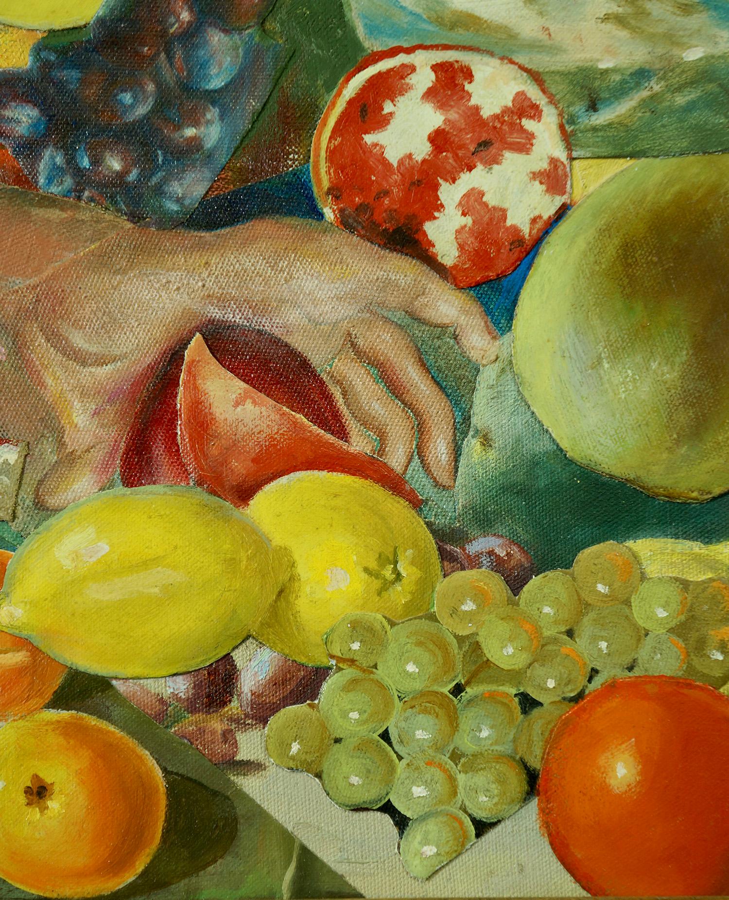« Eating and Drinking II », surréaliste, rouge, vert, jaune, peinture acrylique en vente 1