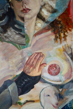 "Foot Feel", Contemporary, Figure, Nude, Blue, Pink, Collage, Acrylic Painting