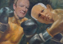 "Heavyweight Executives", portrait surréaliste, acrylique, peinture mixte