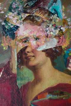 "Sus bellos pensamientos", contemporáneo, retrato, técnica mixta, collage, pintura