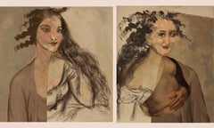 "Maidenhood and Expectancy: Two Studio Sketches of Felicia", Surrealist, Acrylic