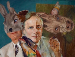 "Maschere di un romanziere: Un ritratto immaginario di Tom Wolfe", acrilico, pittura