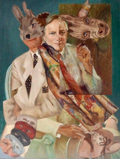 "Masks of a Novelist: An Imaginary Portrait of Tom Wolfe", acrylic, painting