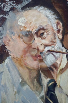 "Old Madman 4", Contemporain, Portrait, Brown, Collage, Peinture acrylique, 2020