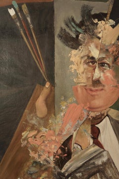 " Poésie et peinture ", surréaliste, rouges, bleus, collage, peinture acrylique, 2018.